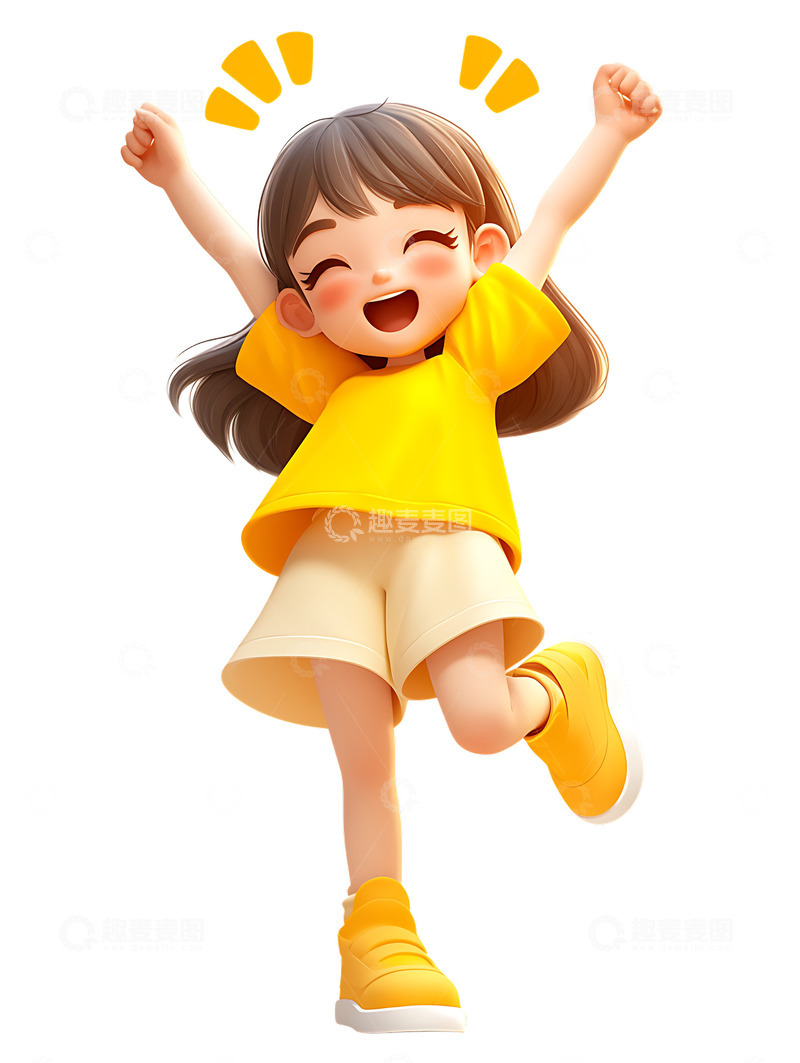 高清大图下载【趣麦麦图】-欢呼开心的女孩3