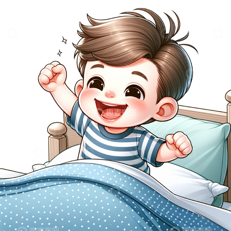 早安起床卡通人物免抠素材