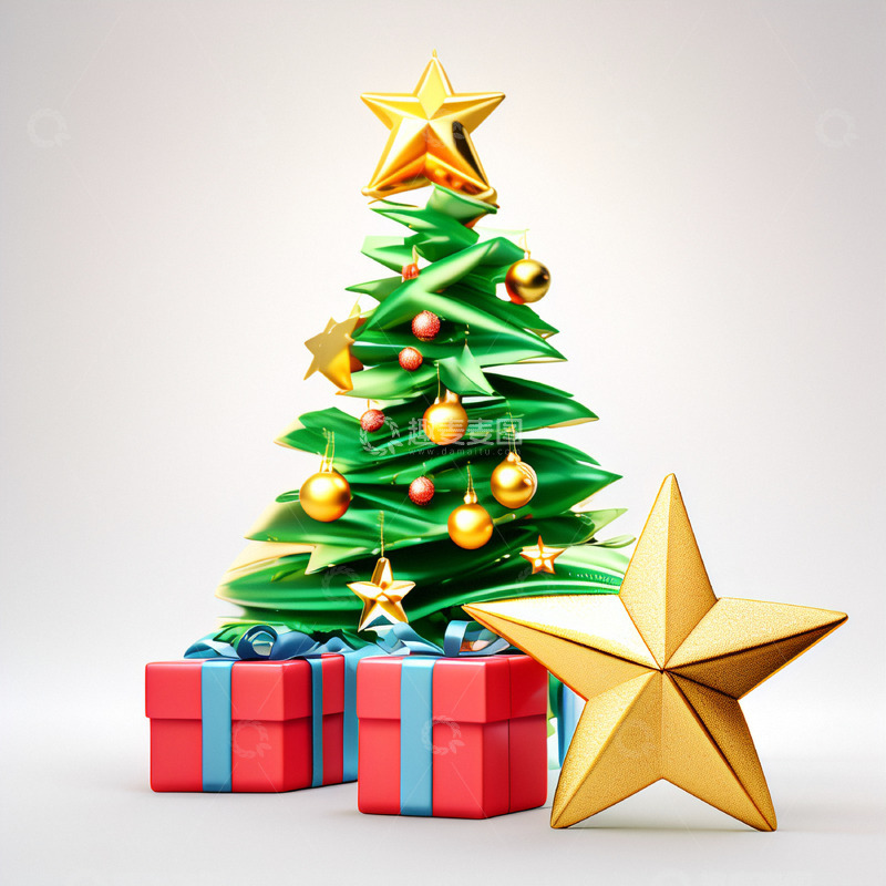高清大图下载【趣麦麦图】卡通圣诞树圣诞礼物