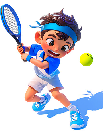 打网球的小男孩