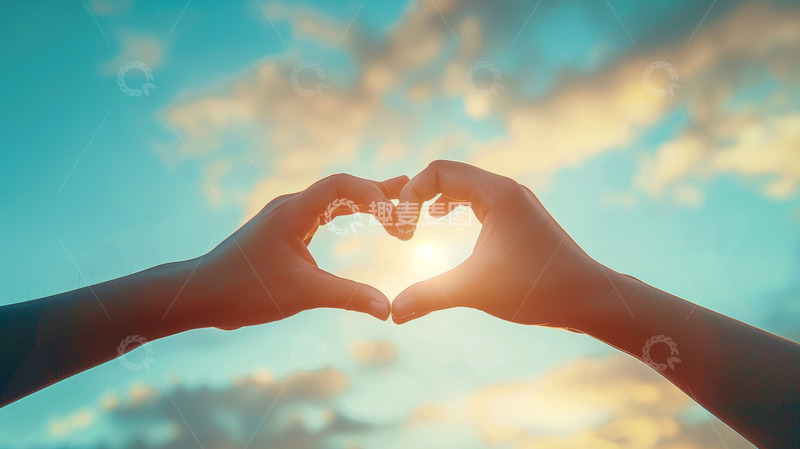 高清大图下载【趣麦麦图】两只手在一起比心