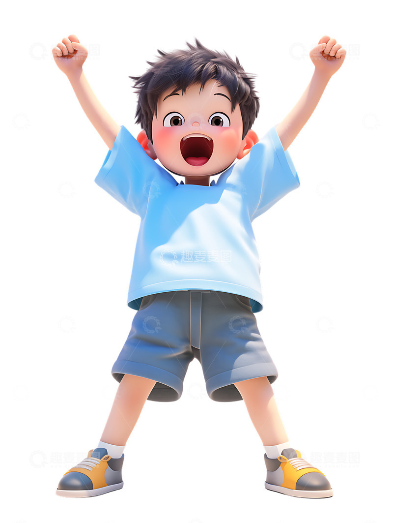 欢呼开心的男孩