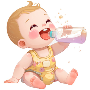 喝奶的婴儿宝宝卡通素材