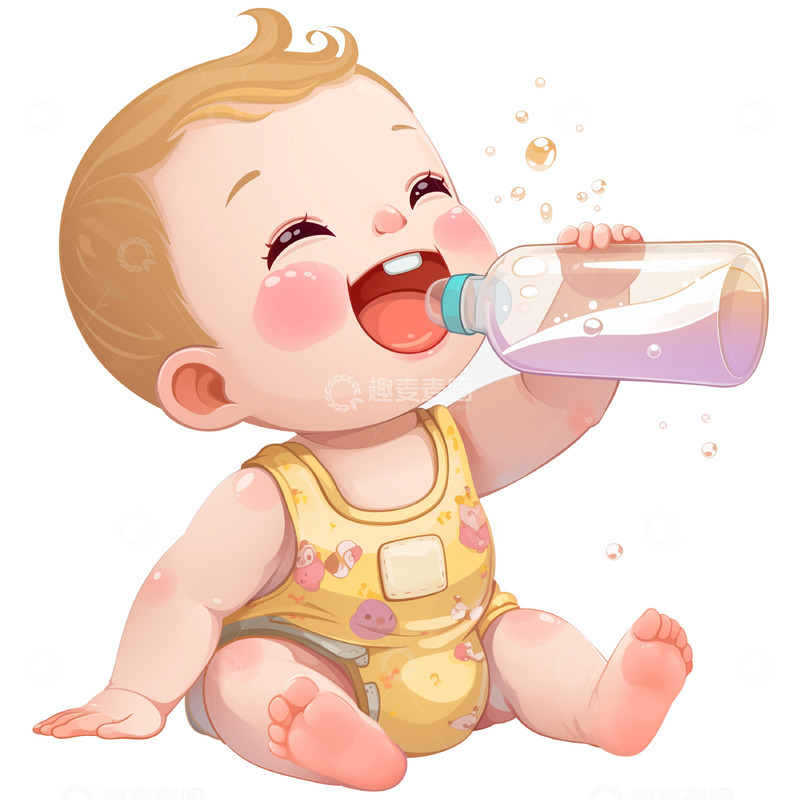 高清大图下载【趣麦麦图】喝奶的婴儿宝宝卡通素材