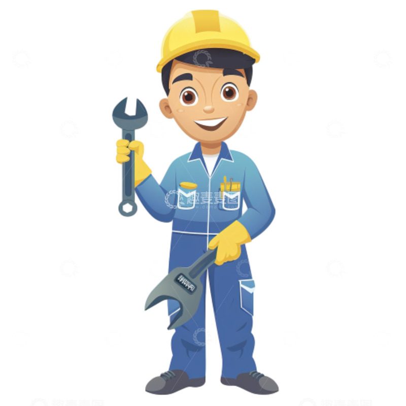 高清大图下载【趣麦麦图】技术工人微笑服务劳动人物形象