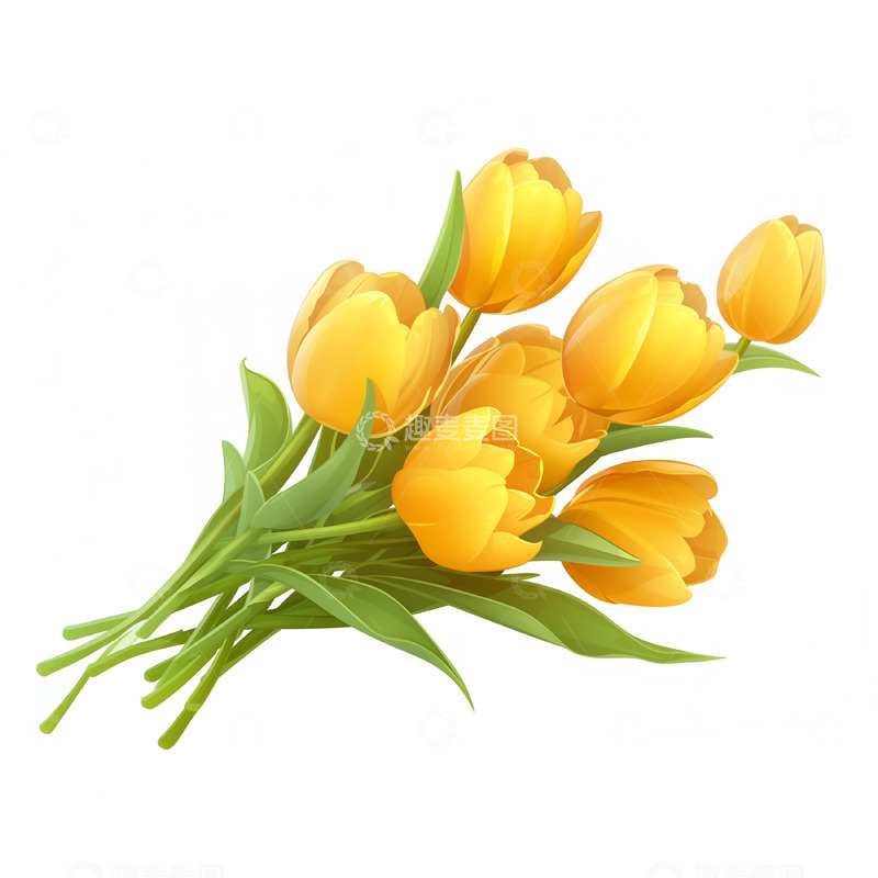 高清大图下载【趣麦麦图】卡通手绘郁金香花束素材