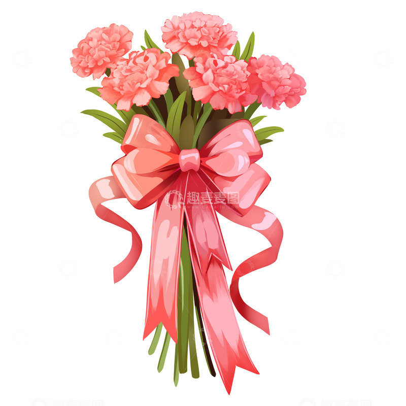 源文件下载【趣麦麦图】康乃馨花束插画