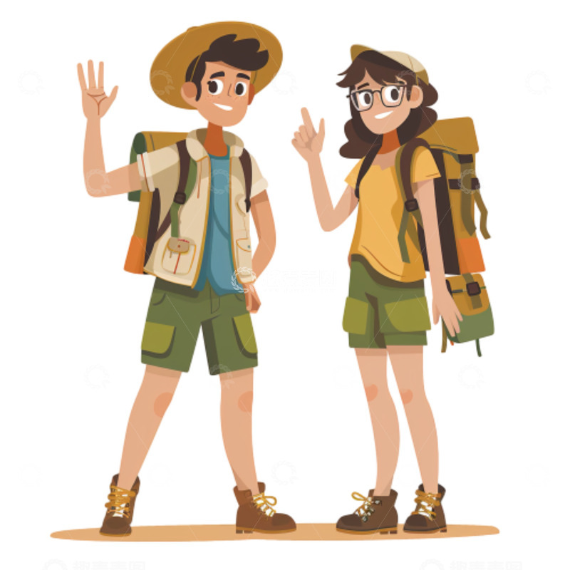 假期旅行五一出现情侣人物卡通