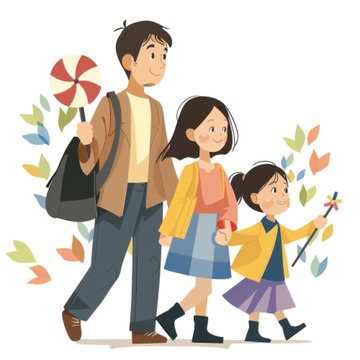 假期出游五一出行游玩卡通人物