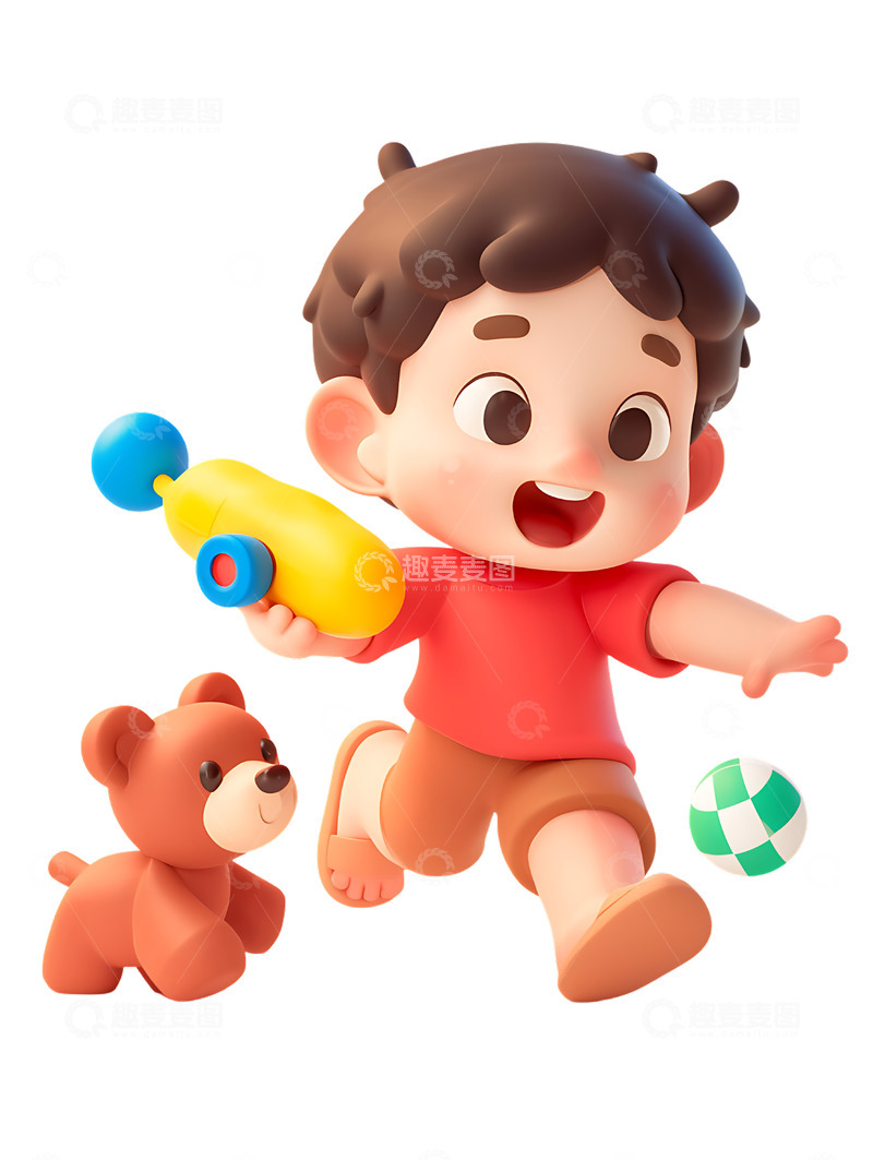 儿童节小男孩在玩玩具