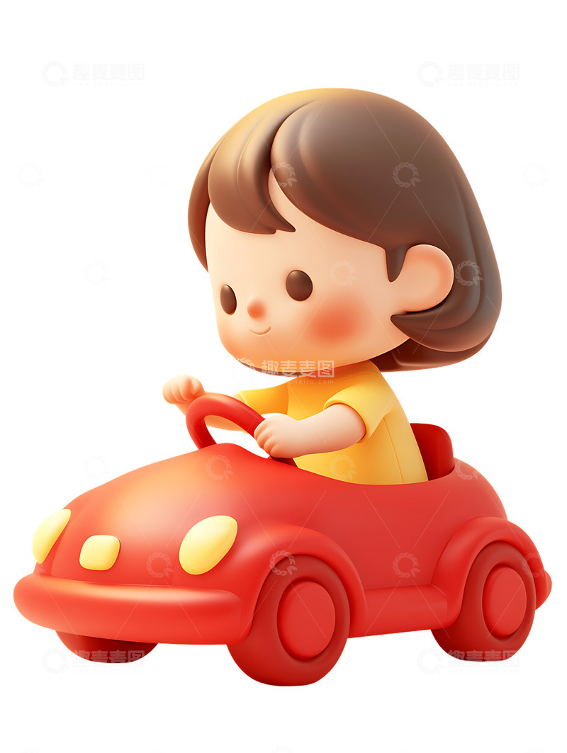 高清大图下载【趣麦麦图】开着玩具车的女孩子