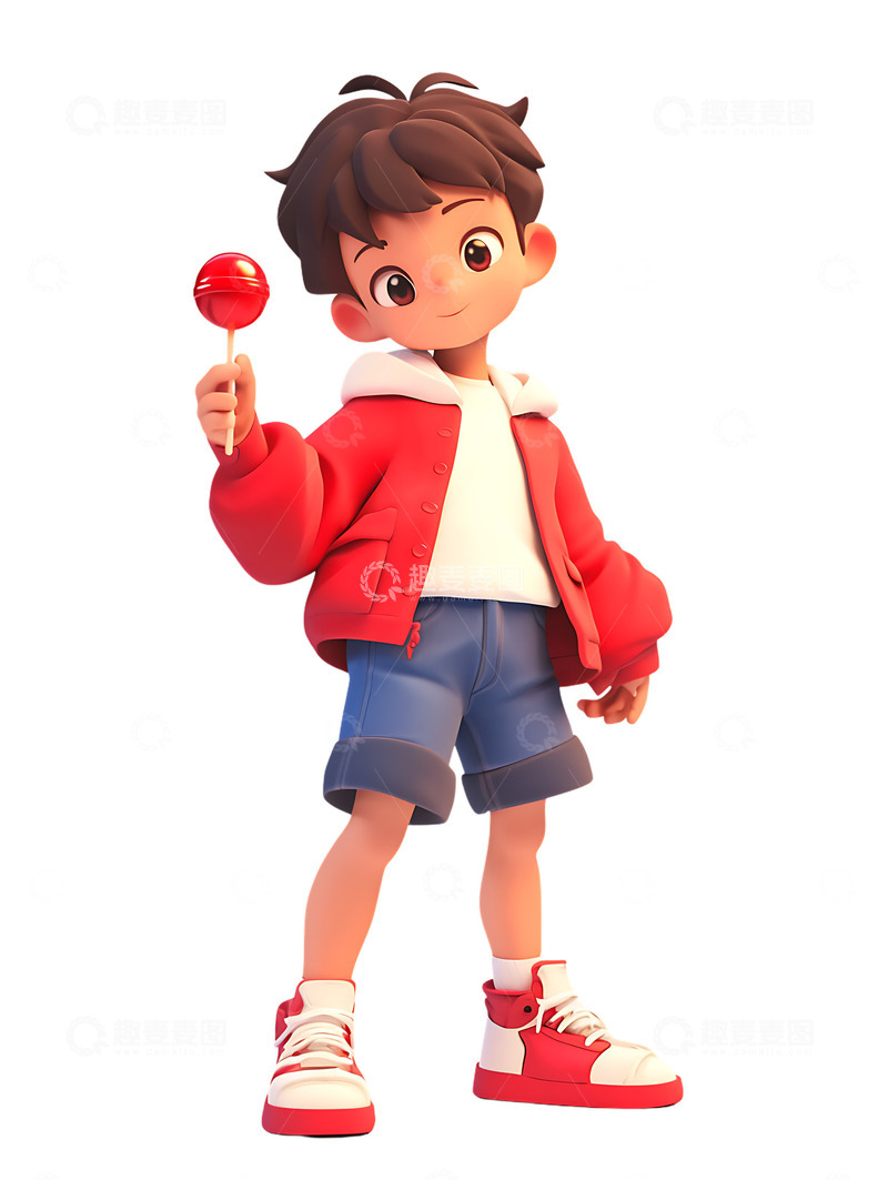 儿童节拿着棒棒糖的男孩子