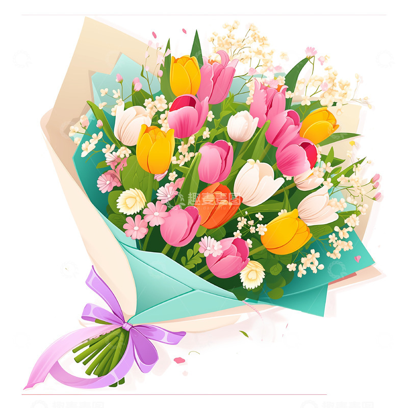 高清大图下载【趣麦麦图】卡通手绘漂亮花束素材