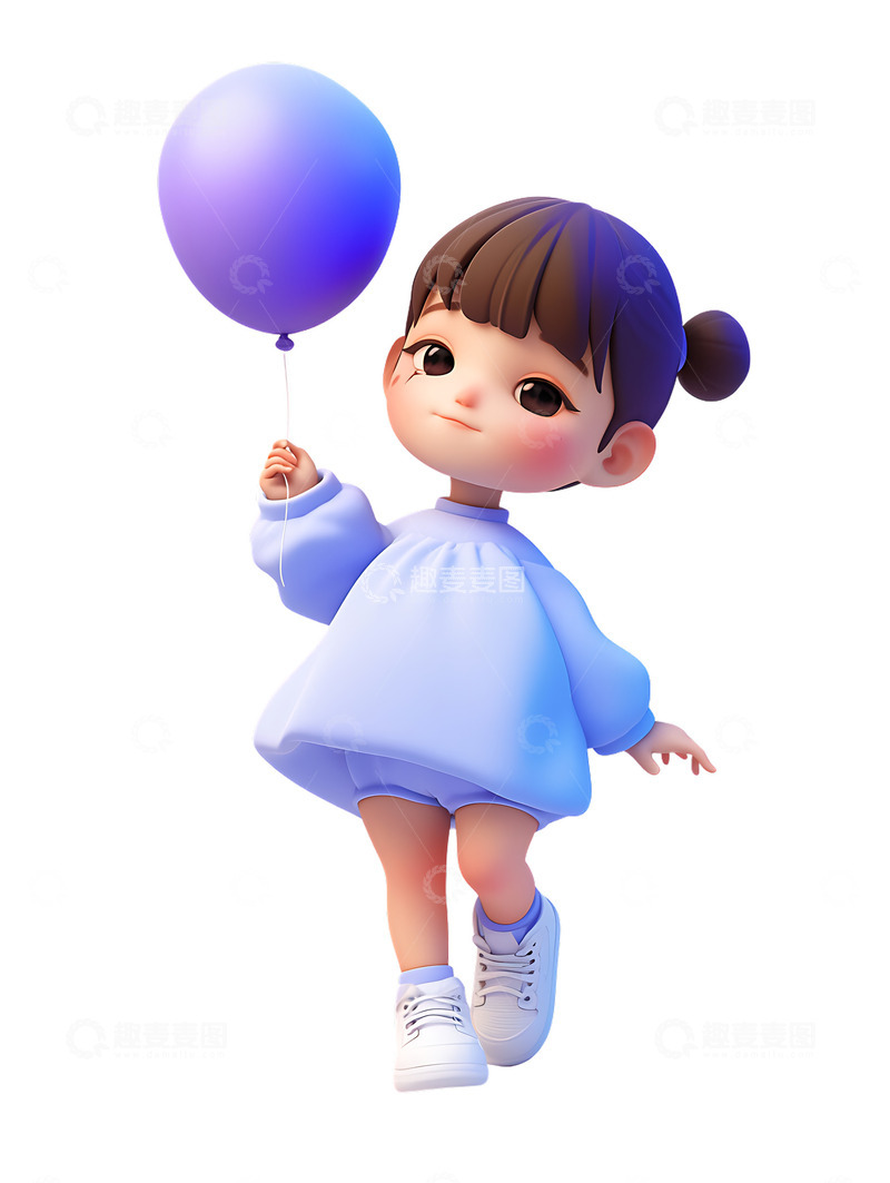 高清大图下载【趣麦麦图】儿童节拿着气球的女孩
