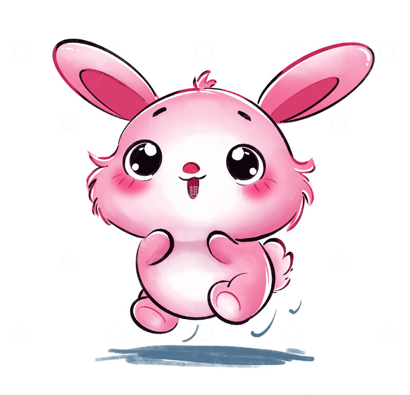 源文件下载【趣麦麦图】粉色可爱胖嘟嘟Q版兔子手绘卡通头像插画