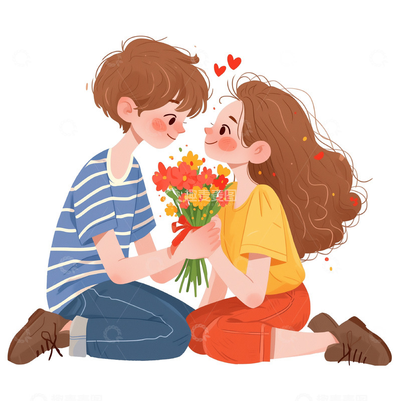 高清大图下载【趣麦麦图】卡通浪漫情侣人物素材