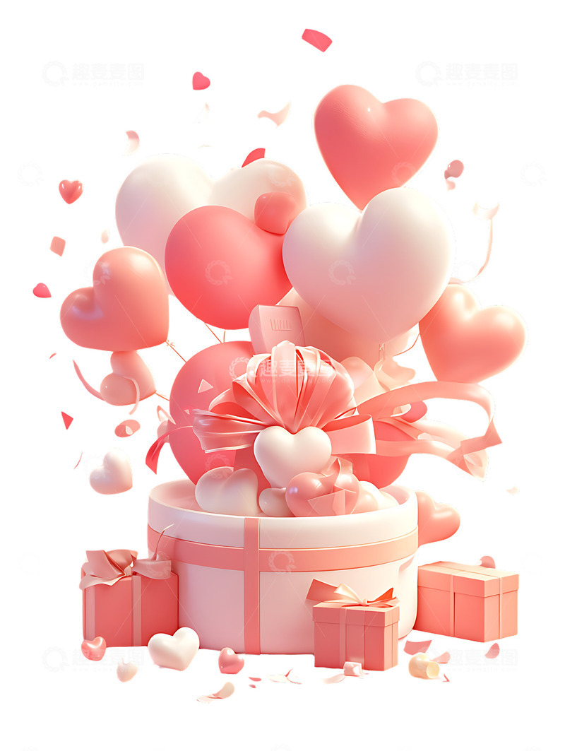 高清大图下载【趣麦麦图】爱心气球礼盒礼物520