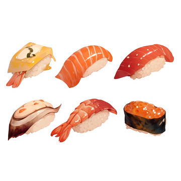 寿司组合卡通插画素材