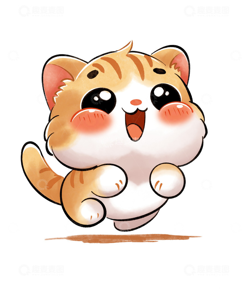 宠物q版可爱猫咪元素卡通手绘小黄猫
