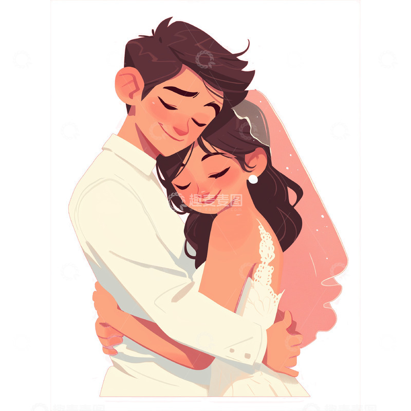 高清大图下载【趣麦麦图】卡通新婚情侣人物素材