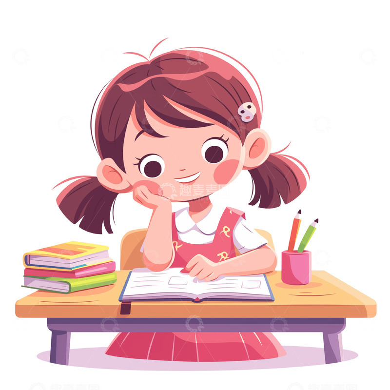 高清大图下载【趣麦麦图】开学季学生学习卡通人物素材