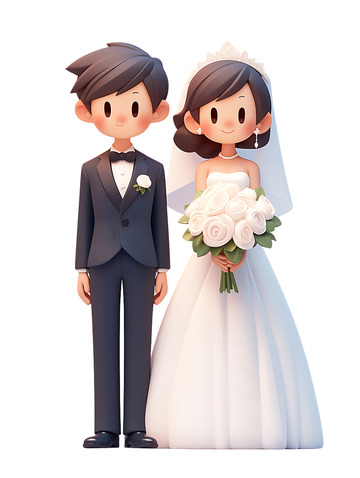 520卡通结婚新婚夫妻