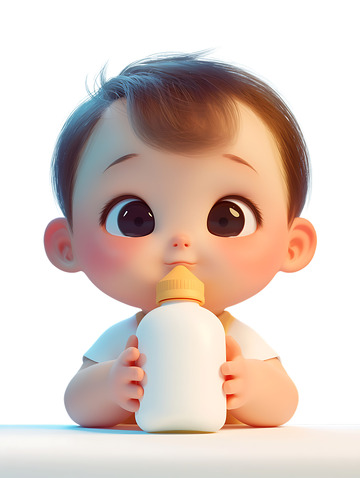婴儿在喝牛奶