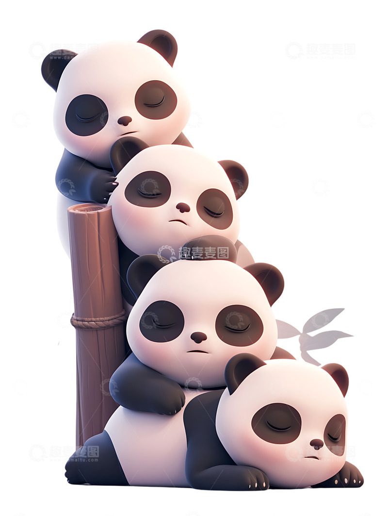 高清大图下载【趣麦麦图】一堆熊猫宝宝在睡觉