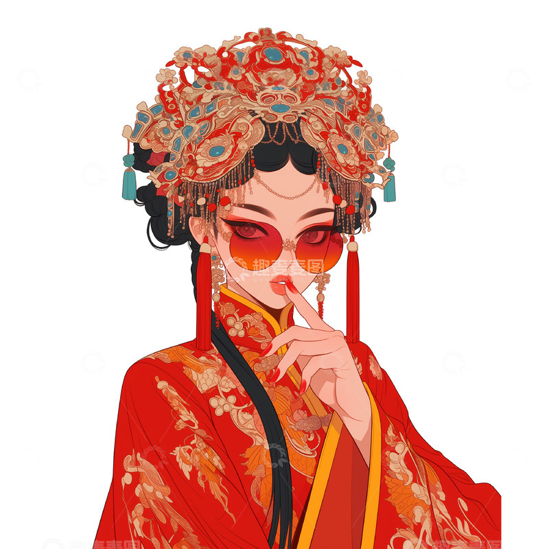 高清大图下载【趣麦麦图】国潮国风美女人物插画素材