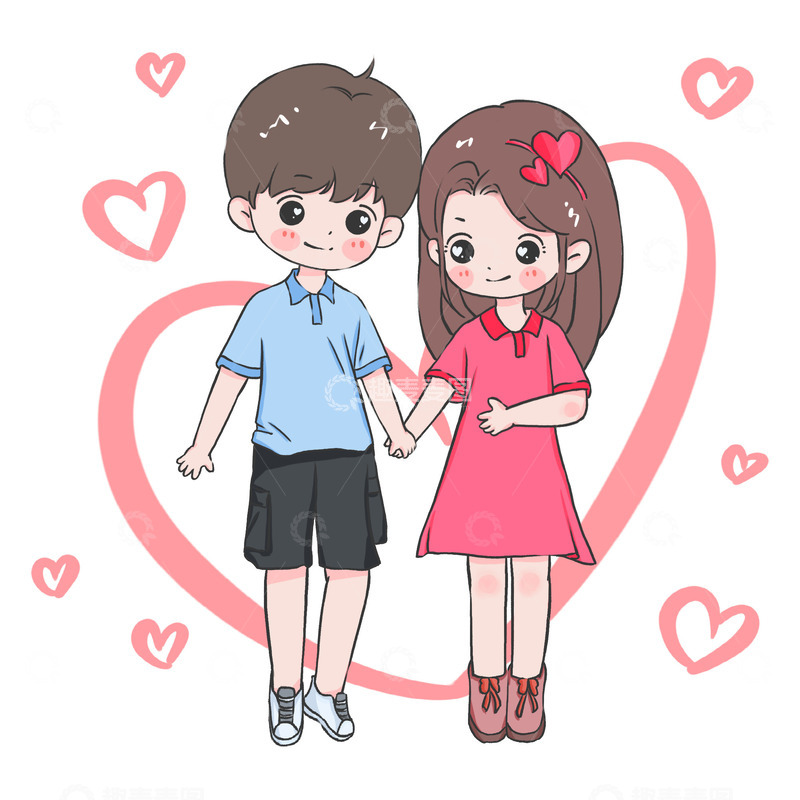 源文件下载【趣麦麦图】520情人节手绘可爱卡通情侣