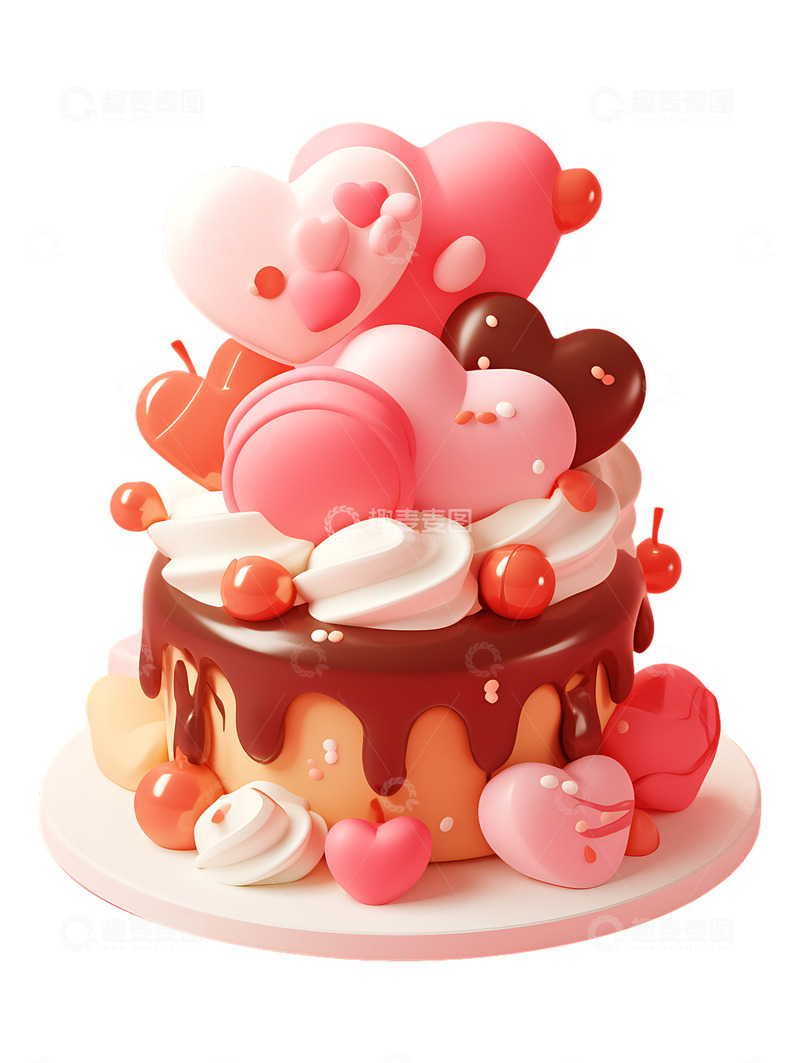 高清大图下载【趣麦麦图】520巧克力爱心蛋糕