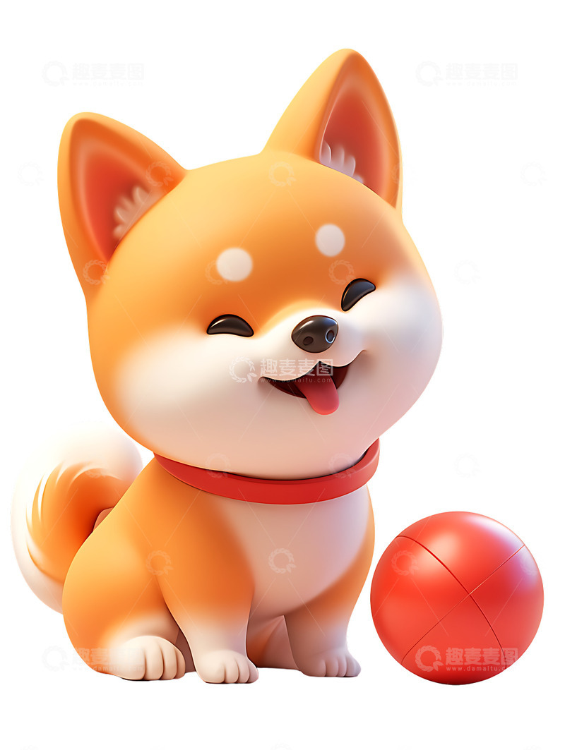 高清大图下载【趣麦麦图】小狗狗在玩球柴犬