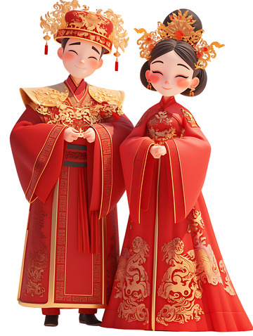 520中式卡通结婚新婚夫妻3