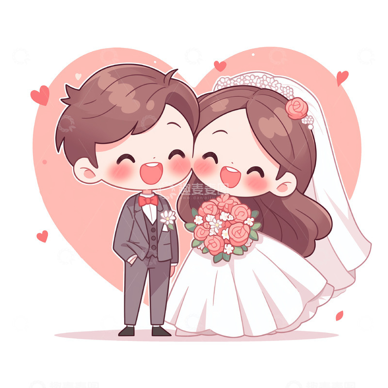 高清大图下载【趣麦麦图】卡通婚礼人物免抠素材