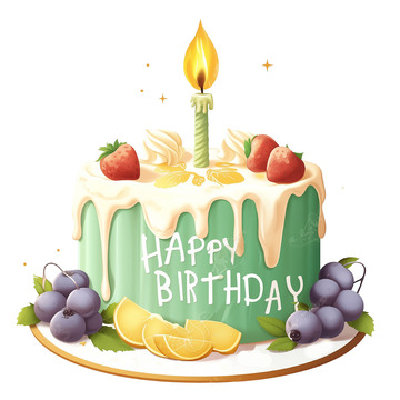 卡通插画生日蛋糕素材