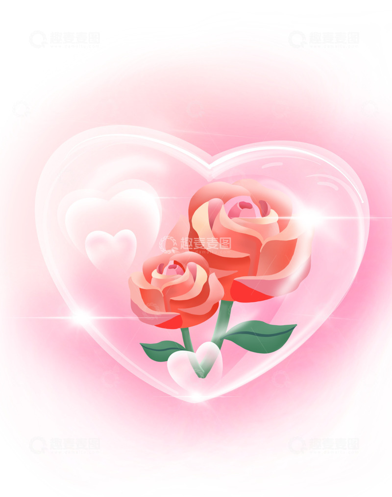 源文件下载【趣麦麦图】母亲节情人节爱心玫瑰透明爱心