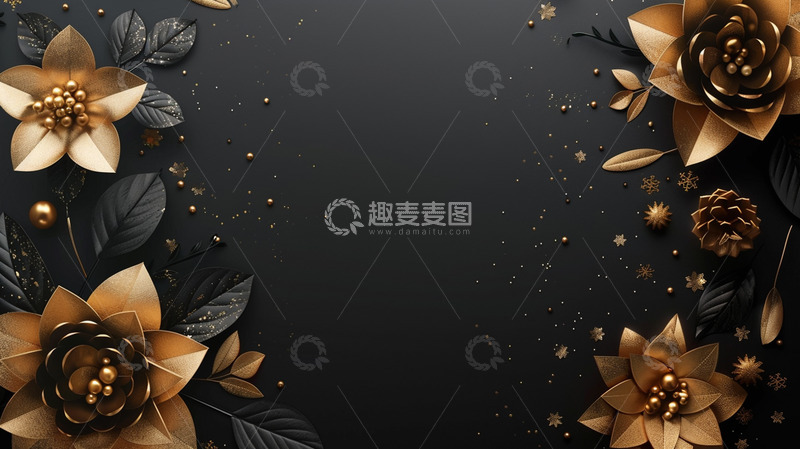 高清大图下载【趣麦麦图】-金色高级黑色背景