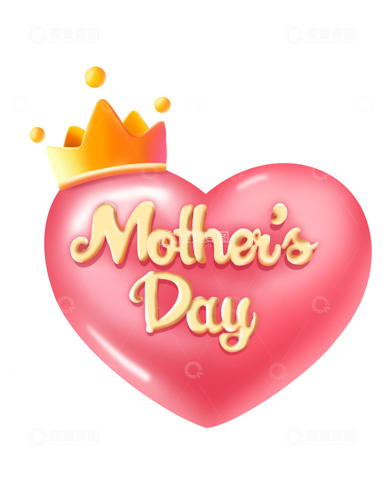 源文件下载【趣麦麦图】母亲节红色立体爱心英文字母皇冠