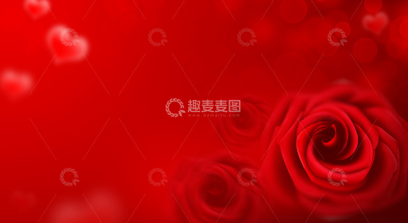 红色浪漫玫瑰花海报喜庆展板背景