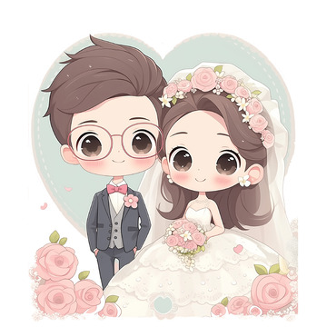 婚礼请柬卡通人物素材