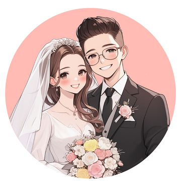 婚礼婚庆卡通人物素材