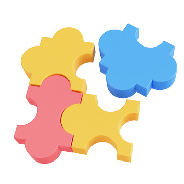 3D立体拼图拼块免抠图片