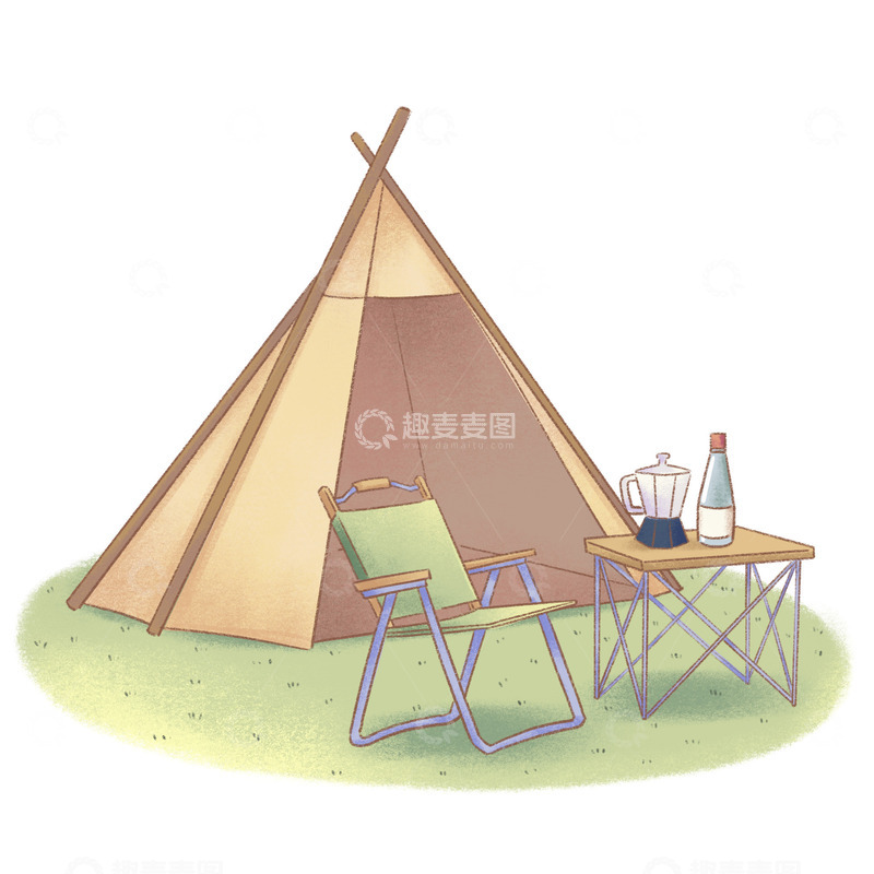 源文件下载【趣麦麦图】夏日露营帐篷