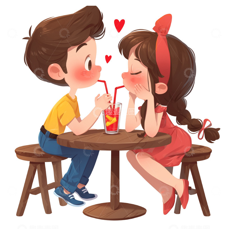 高清大图下载【趣麦麦图】情侣趣味卡通插画素材