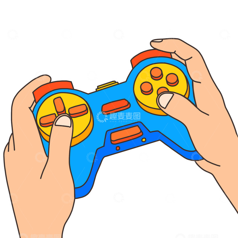 源文件下载【趣麦麦图】手拿游戏机手柄