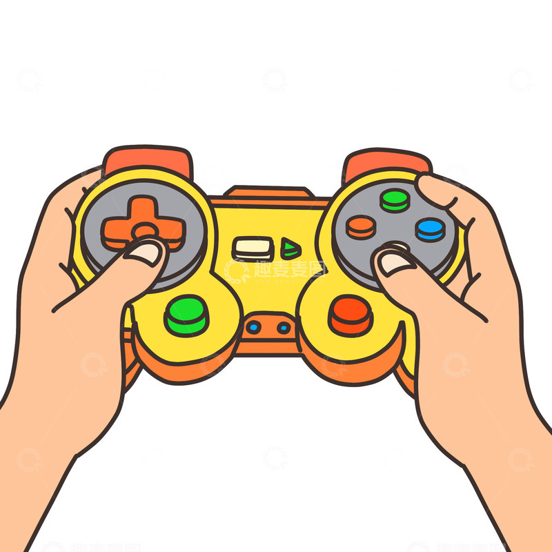 源文件下载【趣麦麦图】手拿游戏机手柄插画