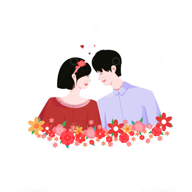源文件下载【趣麦麦图】手绘简约情人节情侣浪漫