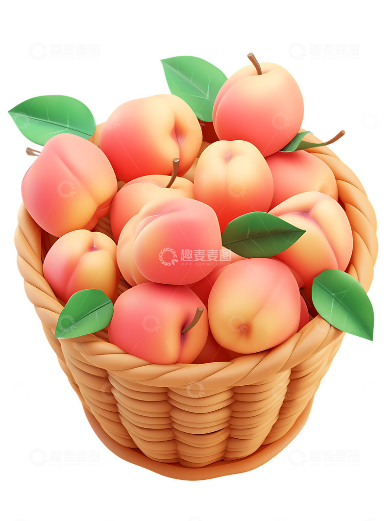 高清大图下载【趣麦麦图】装满桃子的果篮水果美味