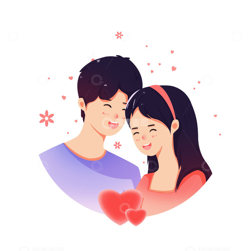 源文件下载【趣麦麦图】简约情侣卡通手绘浪漫情侣