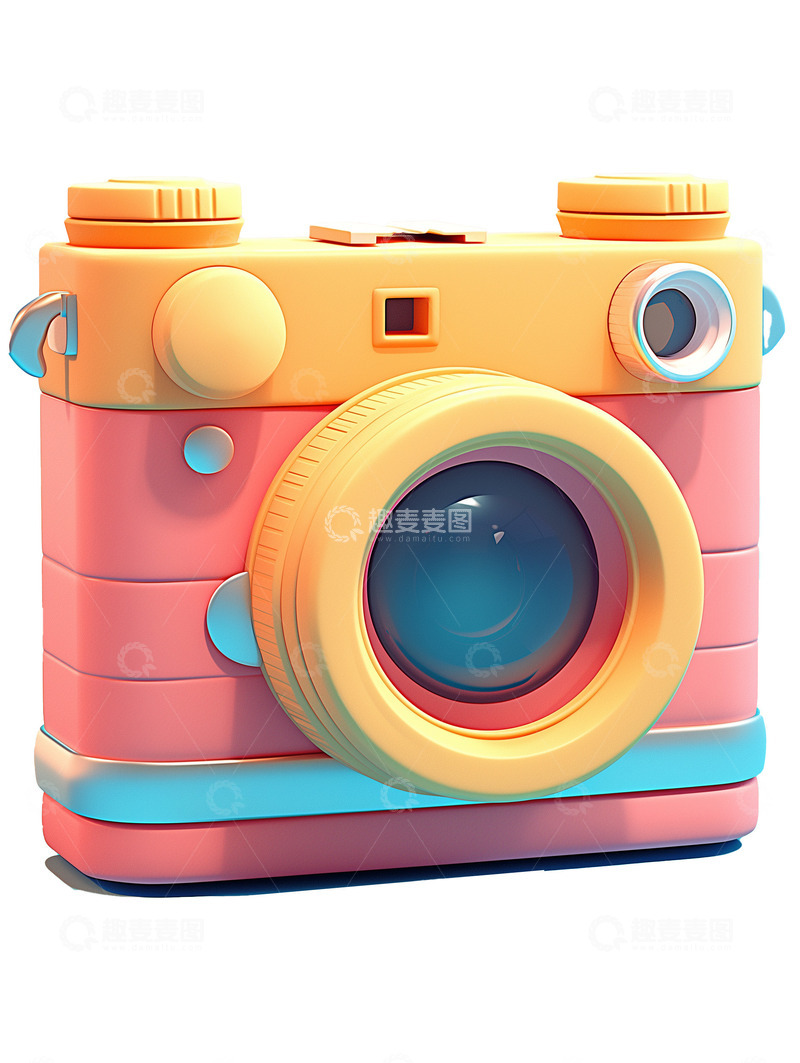 高清大图下载【趣麦麦图】3D建模可爱相机元素